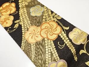 捻じり梅に藤模様織り出し　振袖用袋帯